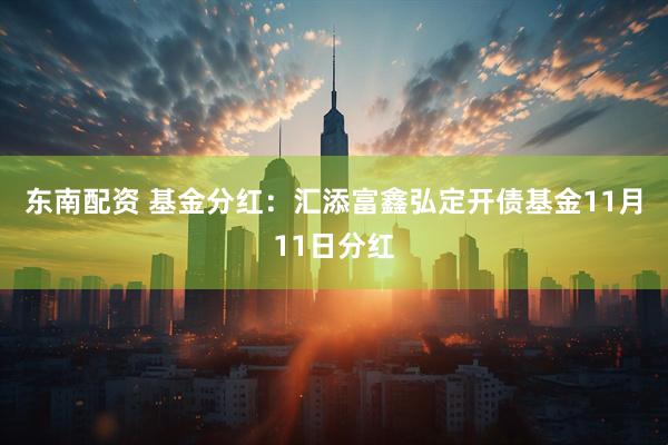 东南配资 基金分红:汇添富鑫弘定开债基金11月11日分红