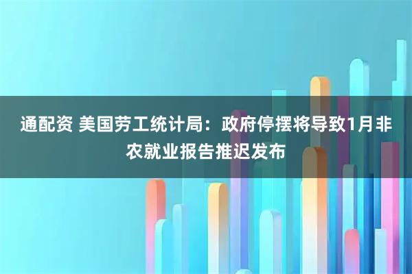 通配资 美国劳工统计局:政府停摆将导致1月非农就业报告推迟发布